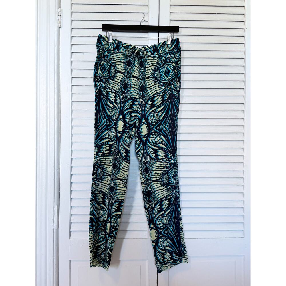 Amanda Uprichard Silk Patterned Drawstring Pants, size M